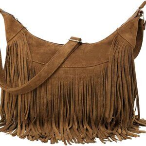 Women Fringe Hobo Bag Western Purse Shoulder Bag Vegan Suede Tassel Hippie Cross